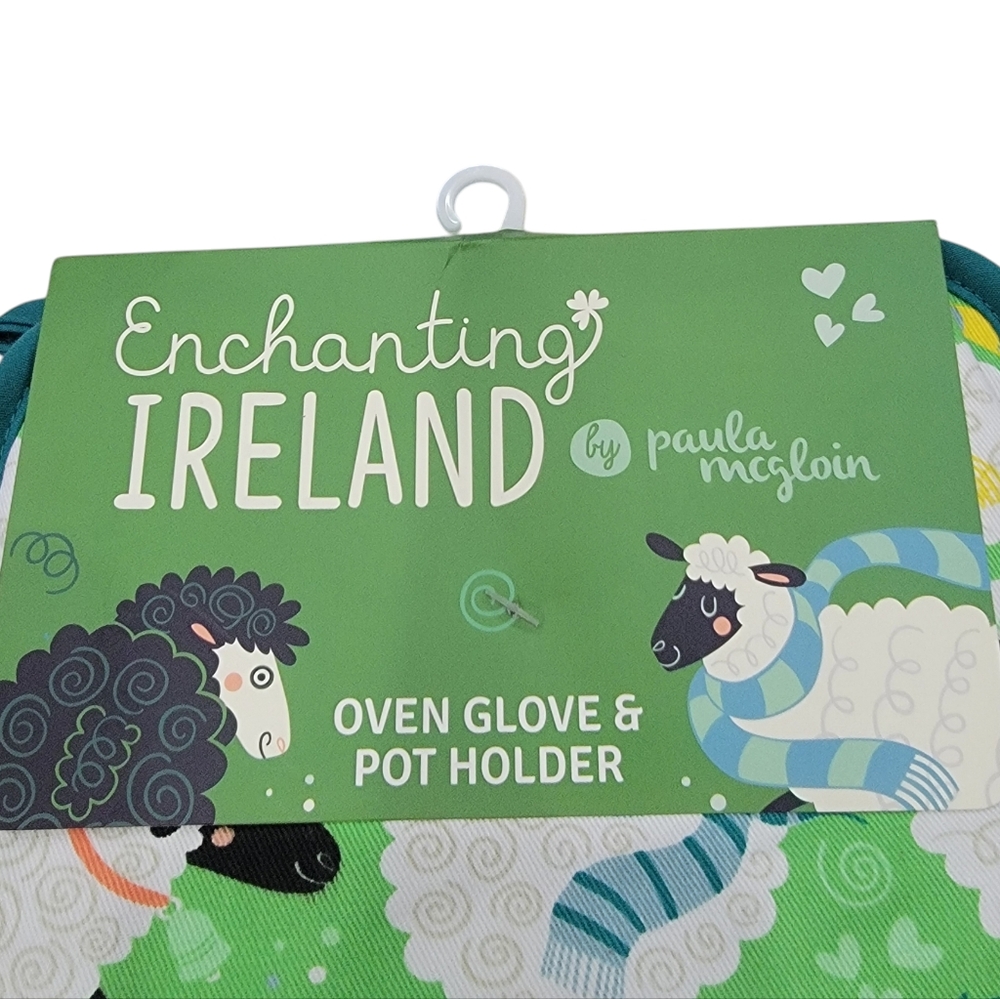 NWT Enchanting Ireland Sheep Tea Towel Oven Mitt Pot Holder Combo Irish … - Picture 4 of 15